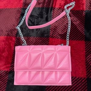 Pink Quilted Chain Shoulder Bag